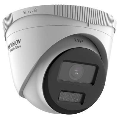 Câmara de vigilância branca com lente preta da Hikvision HiWatch Series