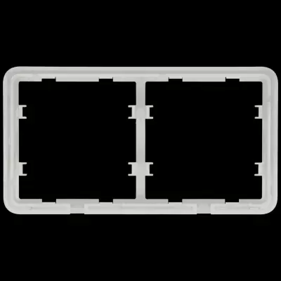 Moldura dupla retangular branca em plástico com recortes e saliências