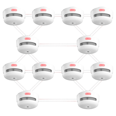 detetores de fumos brancos com botão TEST/4x em rede