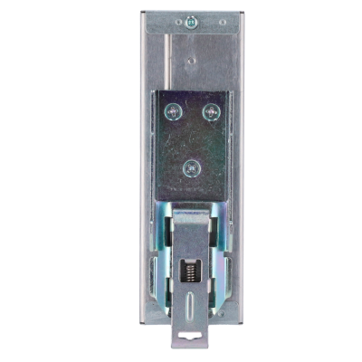 Trava metálica prateada para porta com parafusos