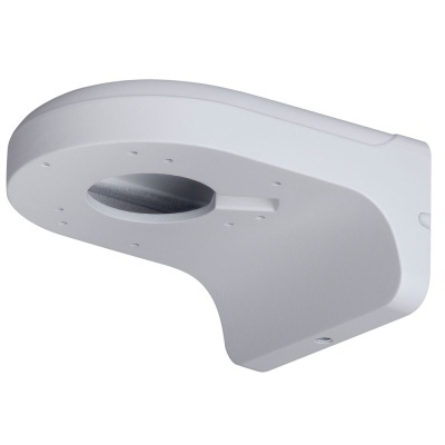 Suporte de parede branco com orifício oval e furos para fixação