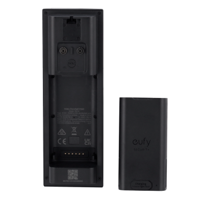 Parte traseira de campainha de vídeo e bateria preta Eufy