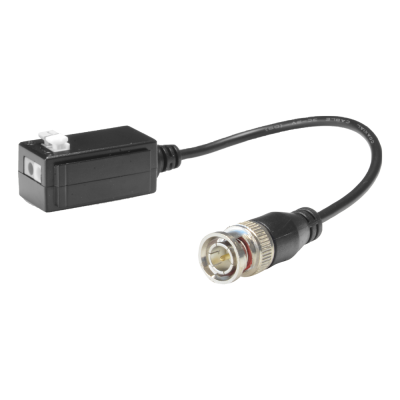 Cabo adaptador preto com conector BNC e módulo com alavanca branca