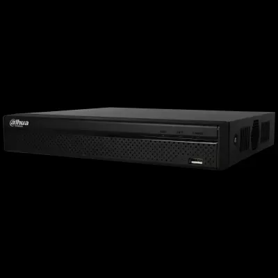 Aparelho electrónico Dahua Technology preto com ventilação e porta USB
