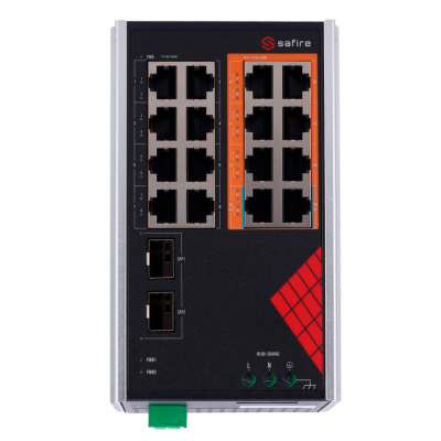 Switch de rede Safire com portas Ethernet e SFP