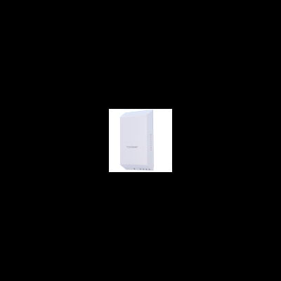 Roteador branco Tecdobox ao lado da embalagem azul