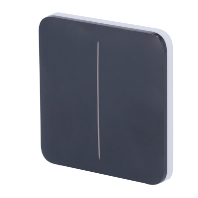 Interruptor de parede quadrado preto fosco com linha branca vertical