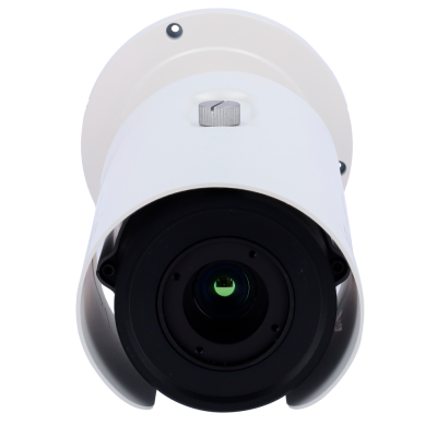 Câmara de segurança bullet branca com lente preta