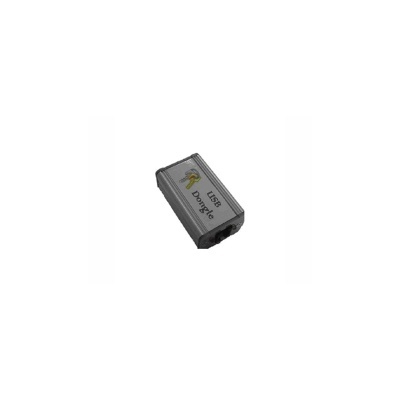 Dispositivo USB Dongle cinza com texto e ícone colorido