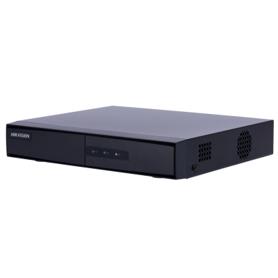 Gravador de vídeo digital preto HIKVISION com visor frontal e luzes de indicação