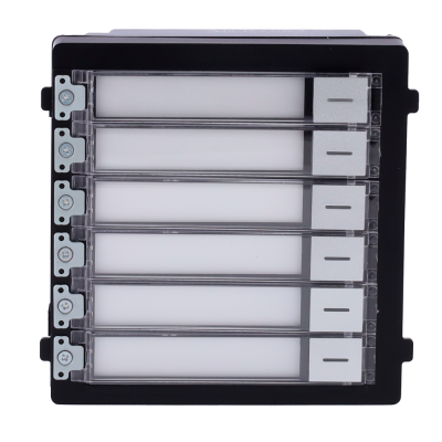 Organizador plástico preto com divisórias transparentes e etiquetas brancas