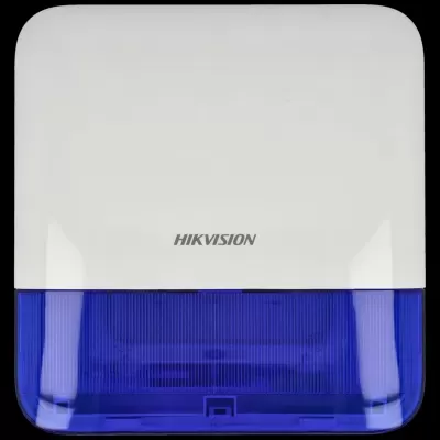 Sinalizador de alarme Hikvision branco com painel azul translúcido