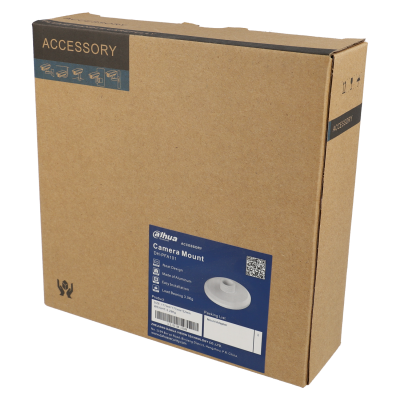 Embalagem castanha de cartão com etiqueta azul de suporte para câmara DAHUA