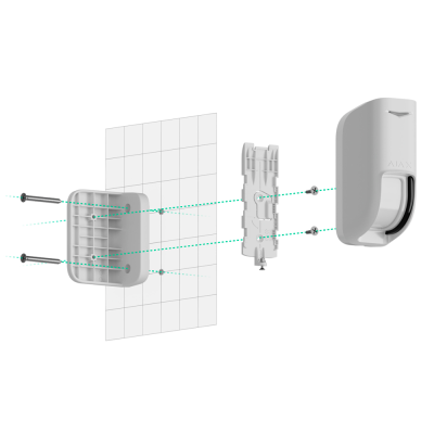 sensor de movimento branco AJAX desmontado com parafusos