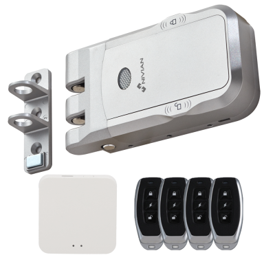 Fechadura eletrónica NIVIAN com controle remoto e suporte de montagem