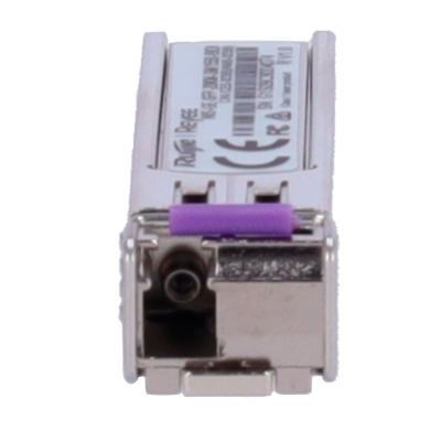 Módulo transceptor óptico metálico com etiqueta e rosca roxa