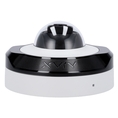 Câmara de segurança domo branca e preta com texto XVIN