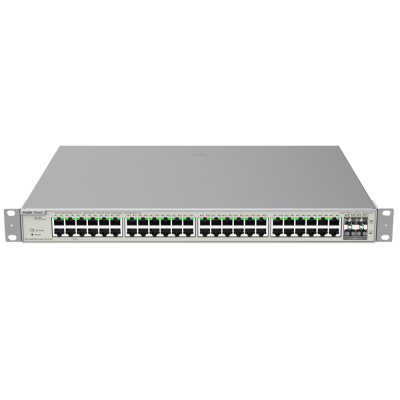 Switch de rede NETGEAR GS348 com 48 portas Ethernet em painel metálico cinzento