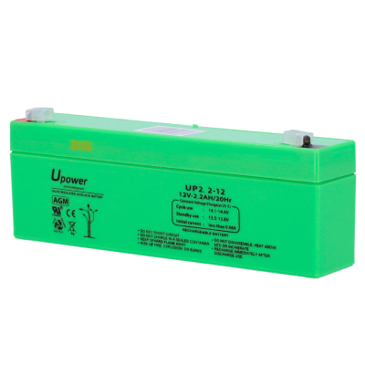 Bateria recarregável verde Upower AGM 12V 2.2AH com texto impresso
