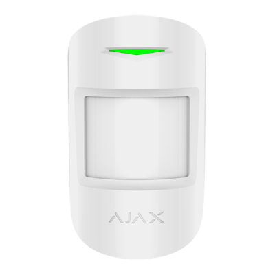 Sensor de movimento branco da marca AJAX com luz verde