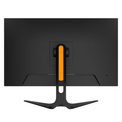 Monitor preto com suporte em Y com detalhe laranja