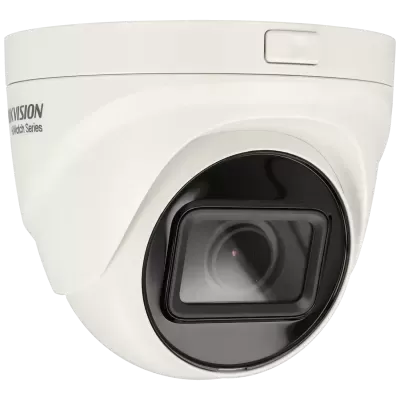 Câmara de segurança branca Hikvision HWatch Series com lente preta arredondada