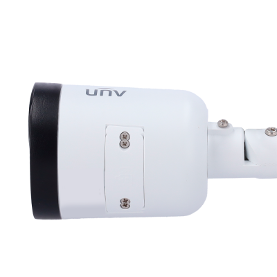 Câmara de segurança branca UNV com anel frontal preto e suporte fixo