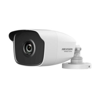 Câmara de vigilância Hikvision branca com lente preta e suporte ajustável