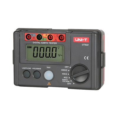 Multímetro digital de teste de terra UNI-T UT522 preto com visor LCD e botões