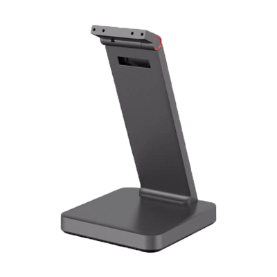 Suporte de mesa preto para auscultadores com base quadrada