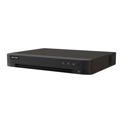 Gravador digital de vídeo preto HIKVISION com botões e porta USB frontal