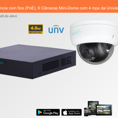 Sistema videovigilância Uniview com gravador e câmara mini-dome