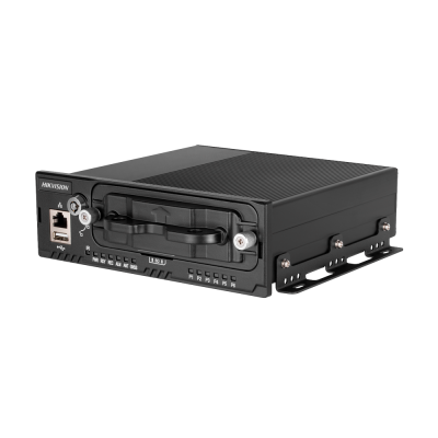 Equipamento eletrónico preto HIKVISION com porta Ethernet, USB e compartimento para cartão SD