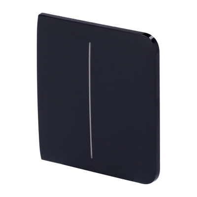 Interruptor de parede preto mate com linha branca vertical