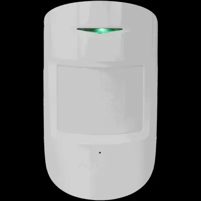 Sensor de movimento branco da marca AJAX com luz verde