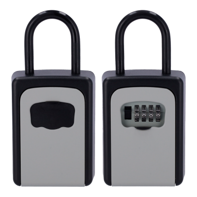 Cadeado com combinação de 4 dígitos, plástico cinzento e preto