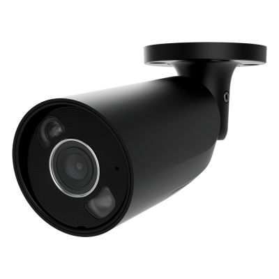 Câmara de vigilância preta cilíndrica com suporte de fixação