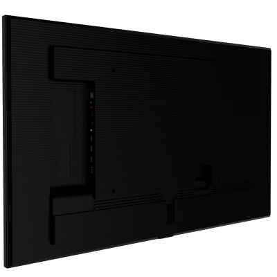 Parte traseira de televisor preto com várias portas de entrada