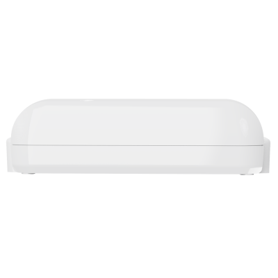 Estojo branco brilhante com cantos arredondados sobre fundo branco