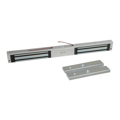 Conjunto metálico prateado com fios e retângulos pretos