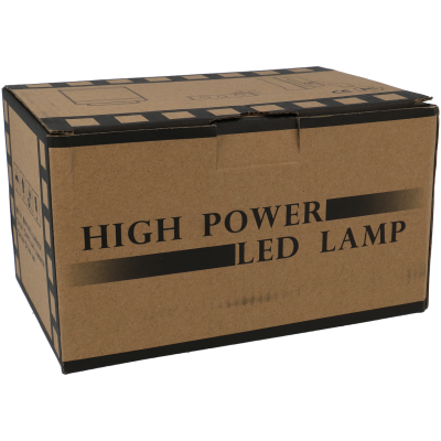 Caixa de cartão castanha com texto preto HIGH POWER LED LAMP