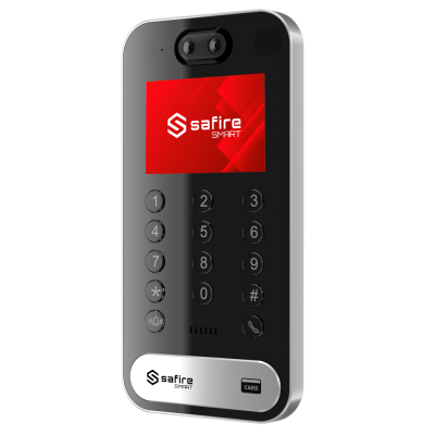Intercomunicador Safire Smart com ecrã vermelho e teclado numérico