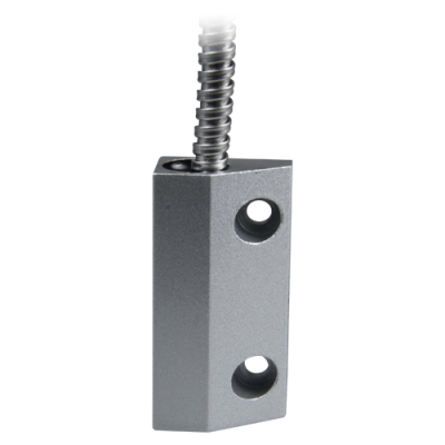 Parafuso metálico e peça metálica cinza com dois furos