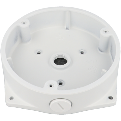 Base de montagem redonda branca em plástico com orifícios para parafusos