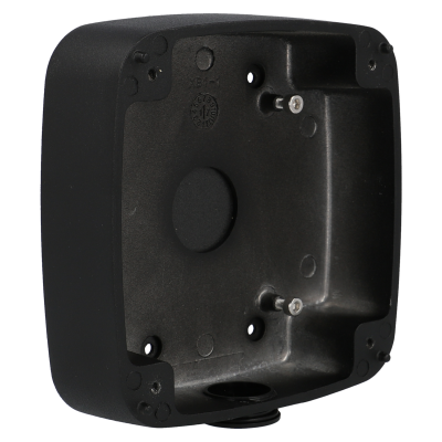 Caixa de montagem quadrada preta de plástico com bordas arredondadas