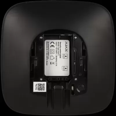 Painel de controlo de segurança preto com etiqueta branca e ranhuras para SIM Card