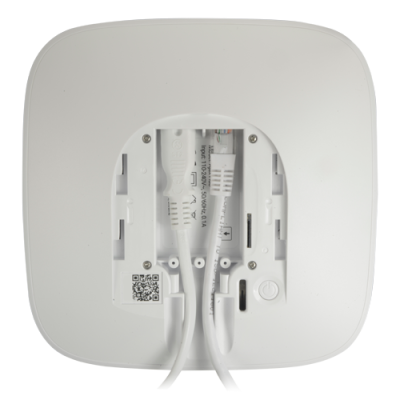 Dispositivo eletrônico branco quadrado com fios conectados