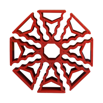 Forma vermelha de silicone com compartimentos octogonais para moldar alimentos ou gelo