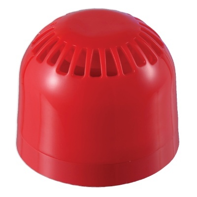 Dispositivo vermelho de plástico com aberturas verticais na parte superior