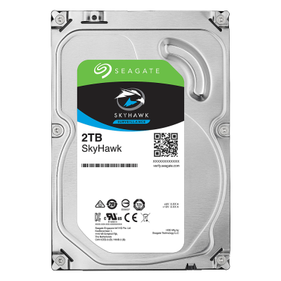 Disco rígido interno Seagate SkyHawk 2TB com etiqueta colorida